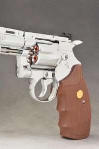 The Python-sized grips provide a firm grasp on the 6-inch barrel length revolver.