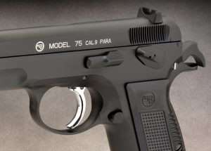 The large crescent-shaped CZ-75 trigger averaged 8 pounds, 3.2 ounces fired double action (DA) and a feathery 2 pounds, 7.2 ounces single action (SA).