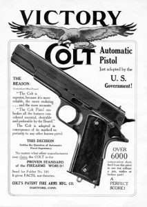 Colt was not shy about having its new 1911 adopted as the official sidearm of the U.S. military in 1911.