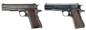 How close is the Tanfoglio Witness 1911 to a 1924 era Model 1911A1? Match them up, and except for the finish and the Tanfoglio name, the .177 caliber CO2 airgun is just about a dead ringer.