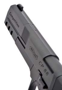The CP88 uses standard front blade sight.