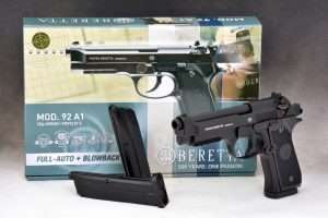 And the winner is the new Umarex Beretta 92 A1 blowback action selective fire pistol. Based on the current 92 A1 model, the .177 caliber airgun uses self contained CO2 BB magazines.