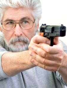 Tests were fired indoors at 21 feet using a two-handed hold.