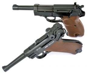 Famous for design and innovation, two of the most easily recognized handguns in the world, the Luger P.08 design has been around for more than a century, and the Walther P.38 remains of the greatest handguns of all time, still relevant as a defensive sidearm 79 years after it was introduced. Both guns are also made today in .177 caliber blowback action models.