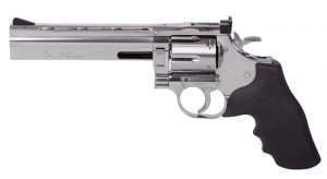 The BB cartridge version of the Dan Wesson Model 715 has a nickel finish. 