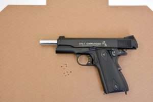 Best IPSC target with the Colt Commander placed two identical 5-shot groups at 0.625 inch measurements in the A-Zone.