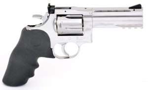 Except for the accessory rail and a few markings, the 4-inch Dan Wesson airgun is the spitting image of the .357 magnum. 