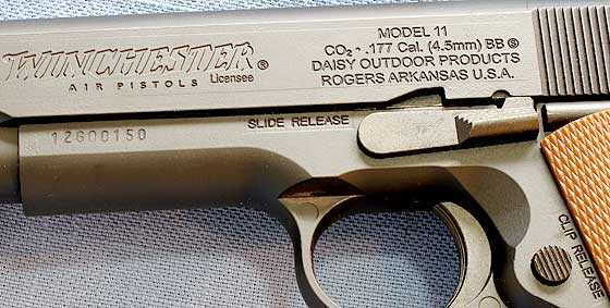 Winchester model 11 16-shot BB pistol left side
