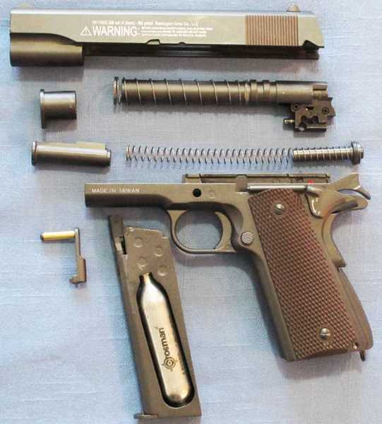 Remington 1911RAC pistol disassembled