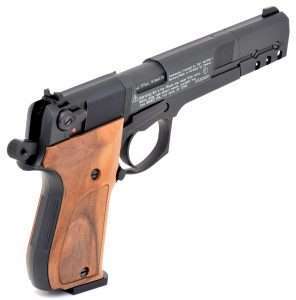 Although the ambidextrous safety on the CP88 does not work as a decocker, a cocked gun on safe, with the ambidextrous safety down, (shown here in the up or FIRE position) will not fire. The trigger can be pulled and the hammer will fall but the pistol will not discharge. 