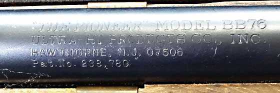 Pioneer 76 BB gun inscription