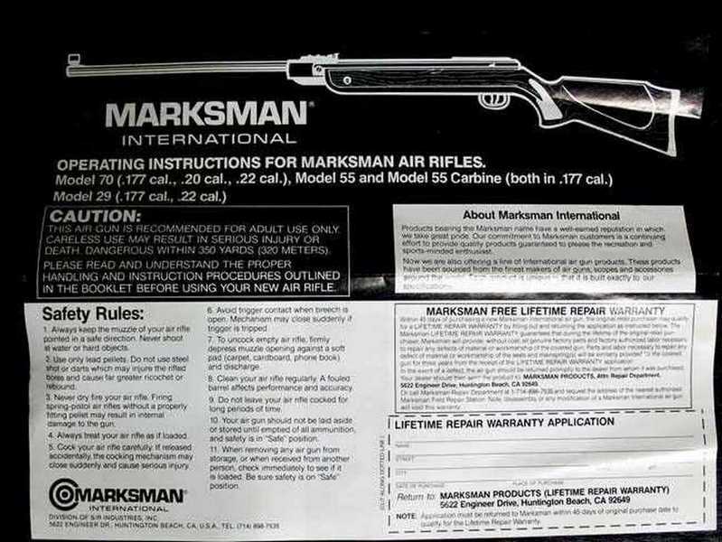 Marksman 70 manual front