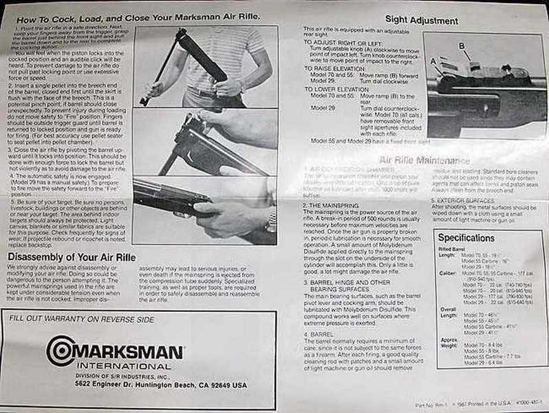 Marksman 70 manual inside