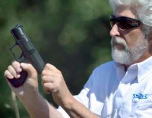 To fire the CP99 single action, as the author did for the 10 meter range test, the slide is pulled to the rear to set the trigger. To continue shooting single action this step must be repeated for very shot or the gun automatically goes into double action mode.