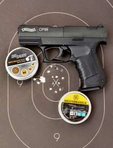 Best groups from 10 meters with Meisterkugeln measured 1.25 inches inside the X. With the lighter weight and higher velocity Sig Sauer Match Grade Ballistic Alloy pellets 8-shot groups averaged 0.74 inches in the 10 ring at 9 o’clock with six of the eight pellets making one ragged hole in the target.