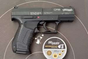 Fired DAO offhand from 21 feet and loaded with Sig Sauer's 5.25 gr. Match Ballistic Alloy wadcutters, the CP99 put eight shots inside 1.1 inches with five overlapping.