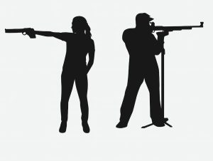 correct competitive air pistol and air rifle shooting position silhouettes.