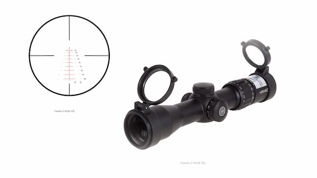 Hawk 2-8x36 XB 30 Crossbow Scope with reticle illustration