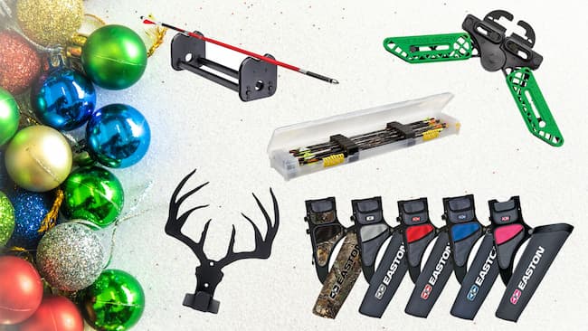 ornaments, arrow spinner, arrows, rack mount, and bow supports that make great white elephant gifts.