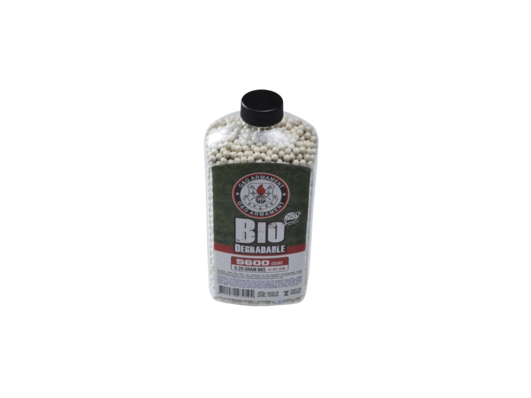 G&G Perfect Bio BBs, 0.20g, 5600 Ct. Bottle, White, 6mm 6mm