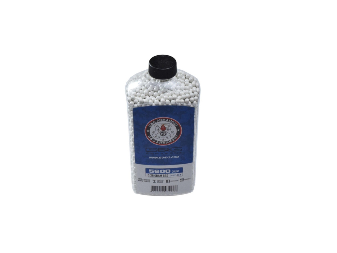 G&G Perfect BBs, 0.28g, 5600 Ct. Bottle, White, 6mm 6mm