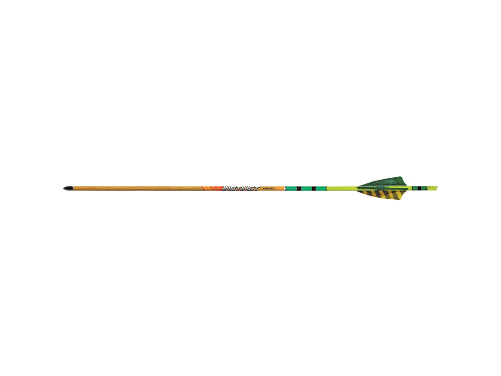 Black Eagle Traditional Arrows .005 500 Green/Yellow Feathers, 6 Count
