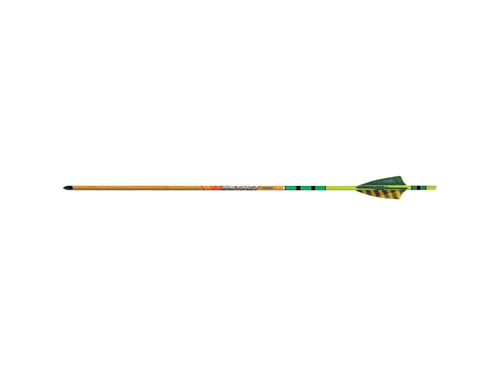 Black Eagle Traditional Arrows .005 500 Green/Yellow Feathers, 6 count