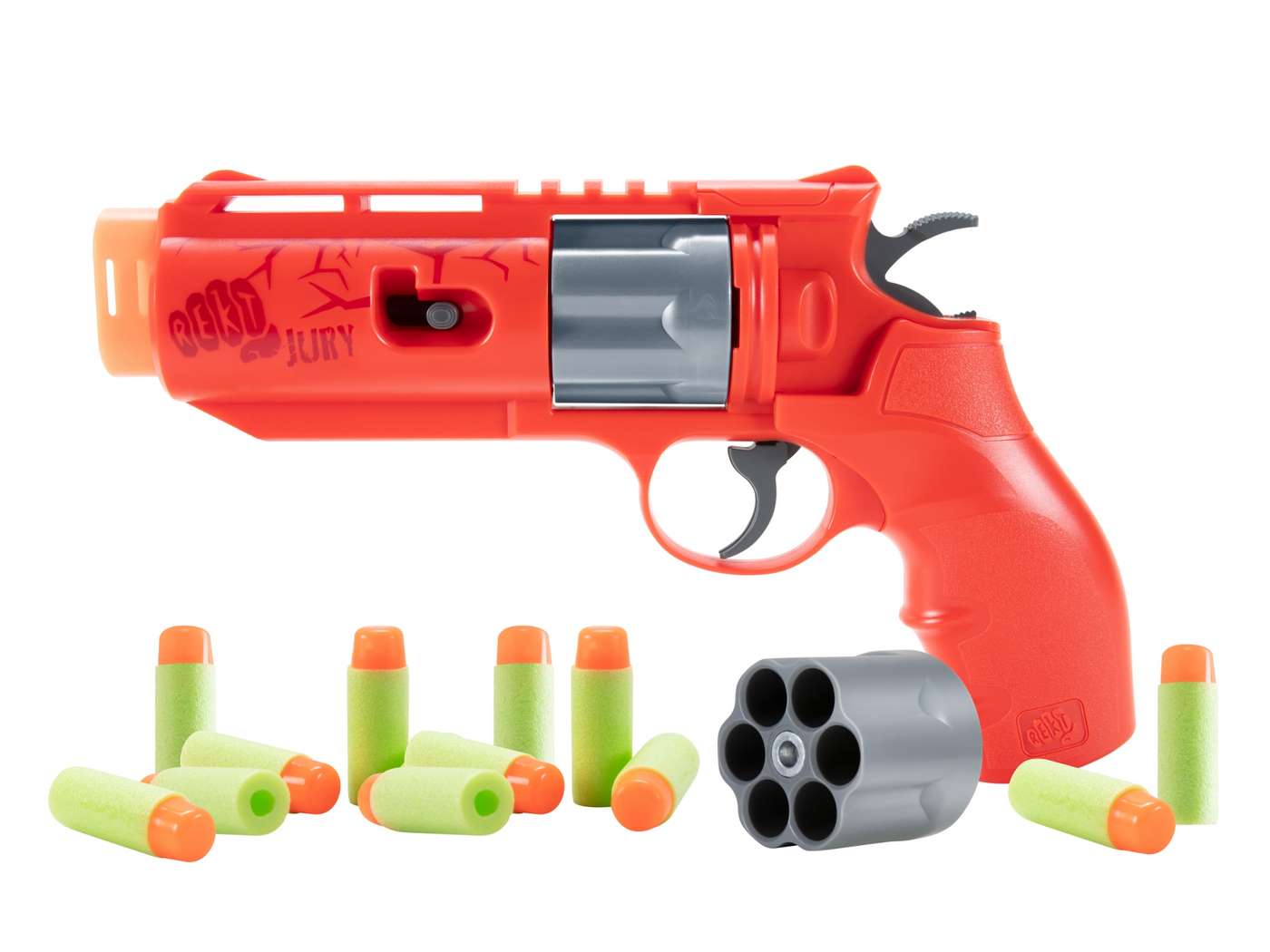 REKT Jury Foam Dart Revolver Blaster, Red