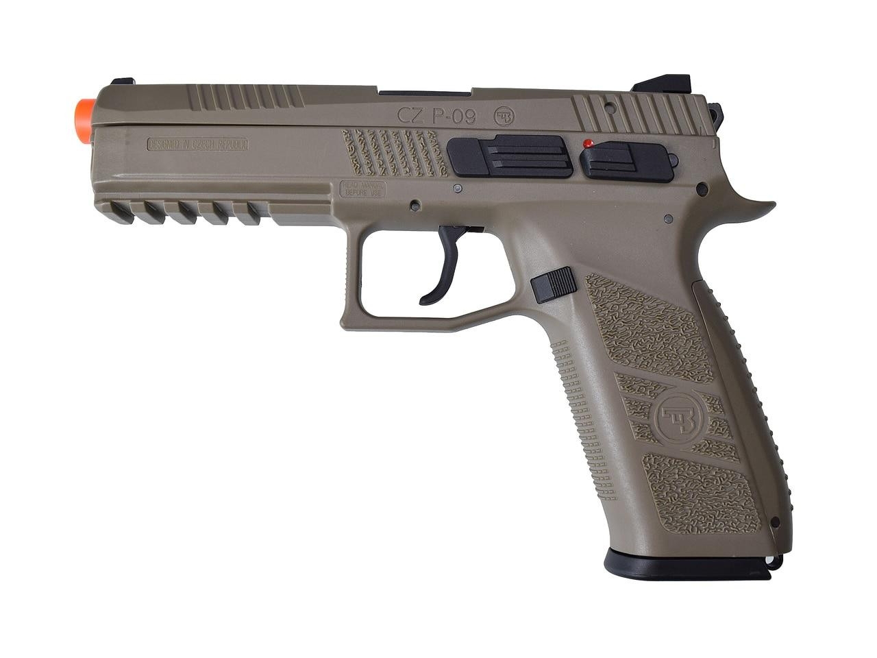 ASG CZ P-09 GBB Airsoft Pistol - Sportline FDE/Tan 6mm