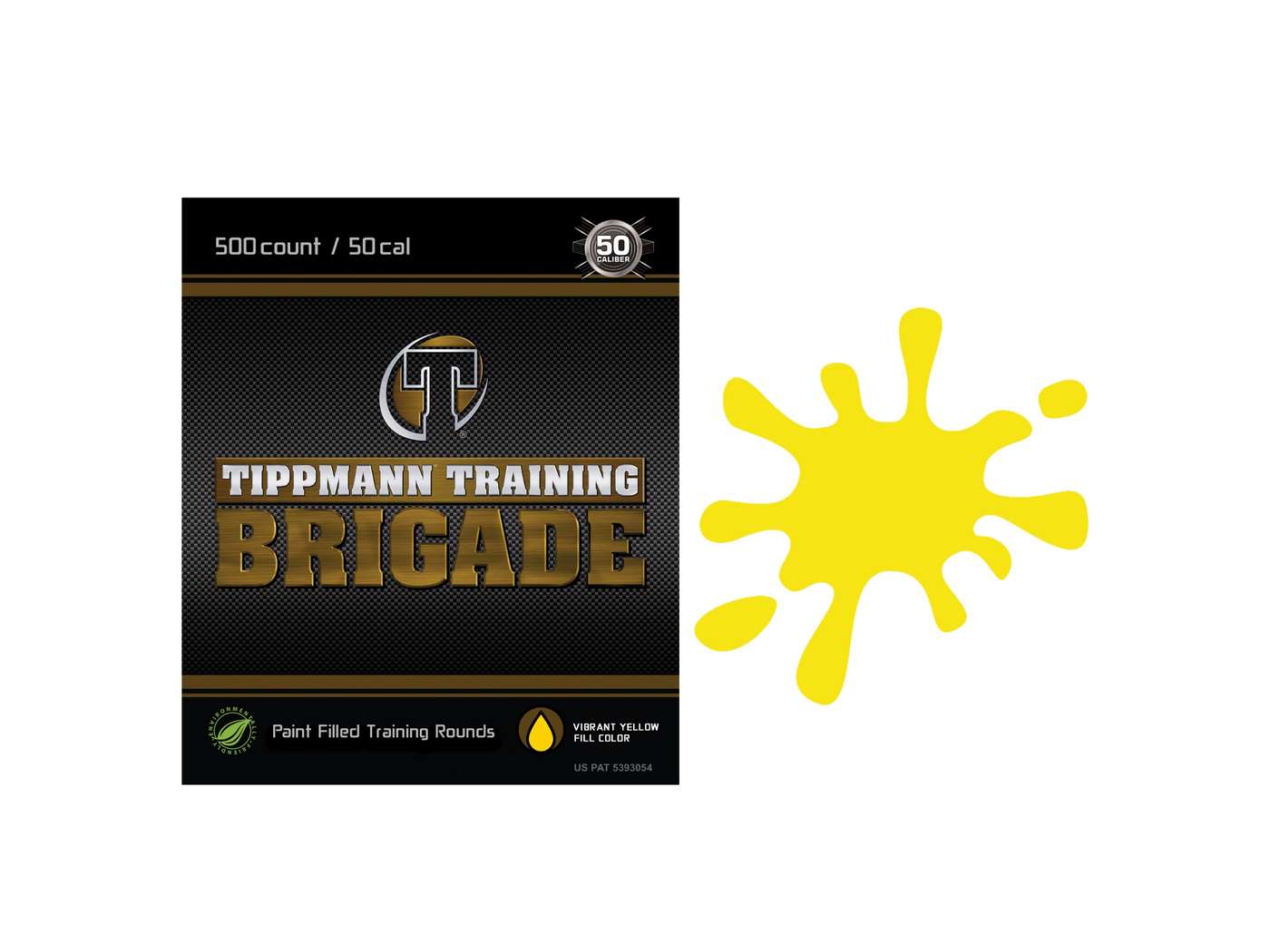 Tippmann Brigade 500ct 50cal Paintballs Ylw Fill, .50, 500 Count, Yellow 0.50