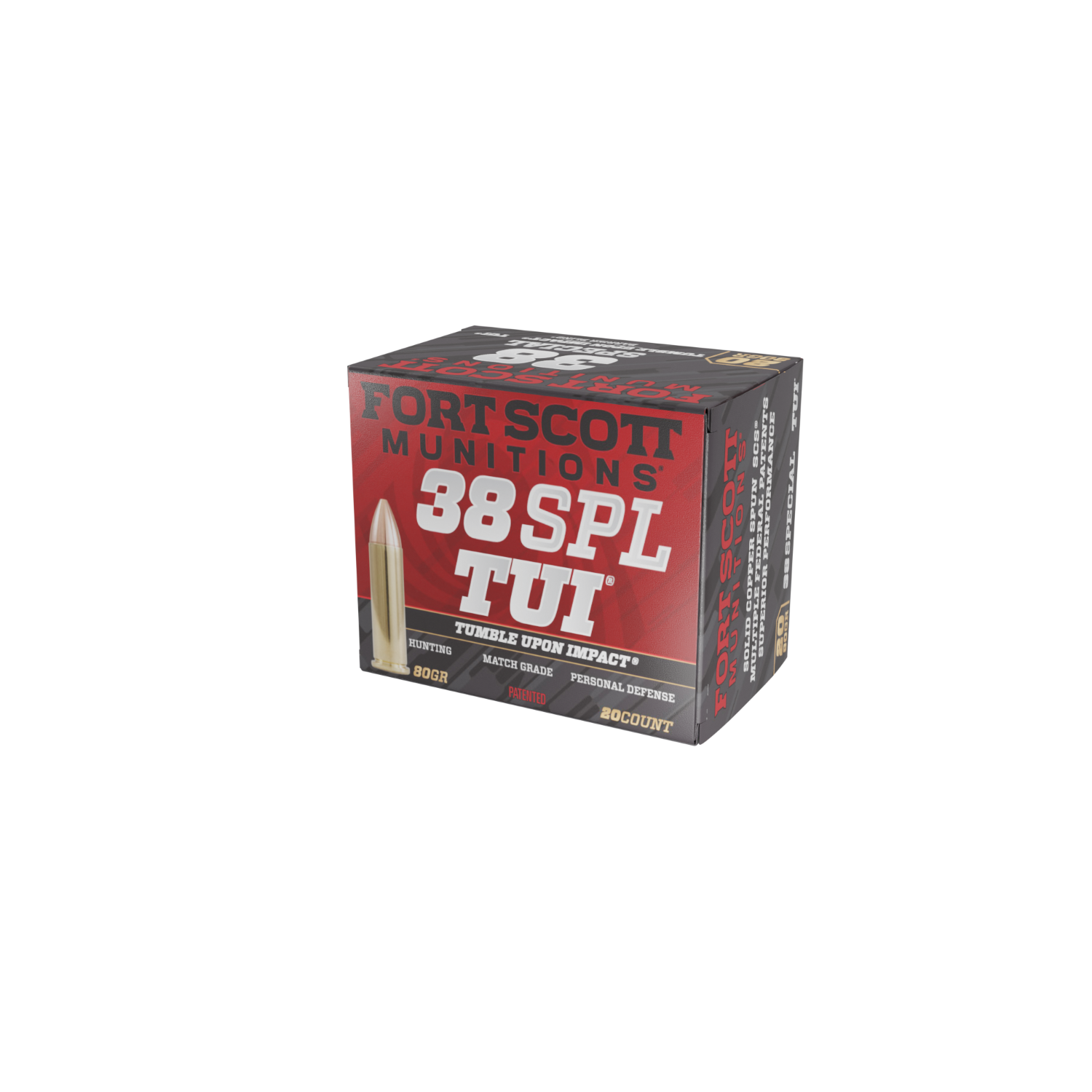 Fort Scott 38 Special TUI - 80Gr Ammo, 20 Count, .38 Special