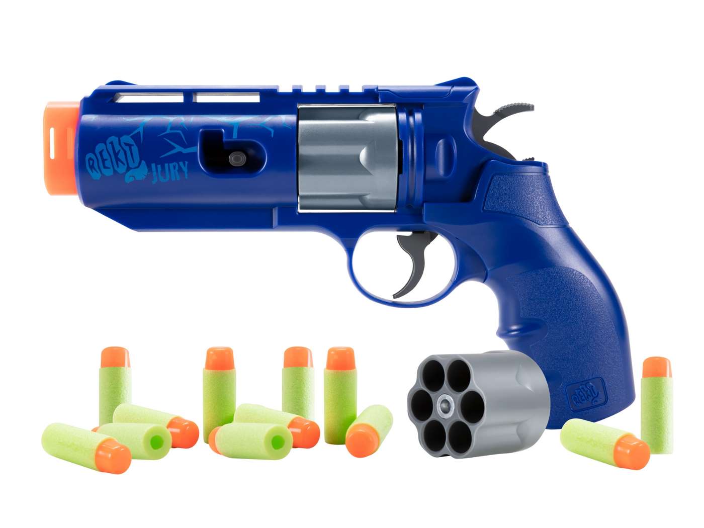 REKT Jury Foam Dart Revolver, Blue