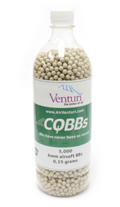Air Venturi CQBBs 6mm biodegradable airsoft BBs, 0.15g, 5000 rds, tan