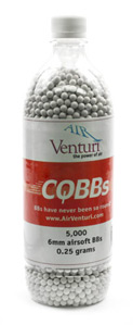 Air Venturi CQBBs 6mm airsoft BBs, 0.25g, 5000 rds, white
