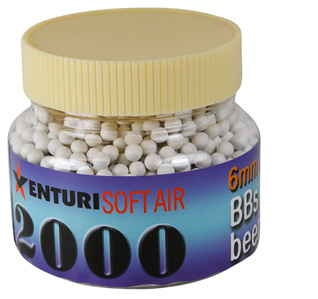 Air Venturi 6mm plastic airsoft BBs, 0.25g, 2000 rds, white