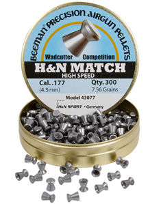 Beeman H&N High Speed Match .177 Cal, 7.56 Grains, Wadcutter, 300ct