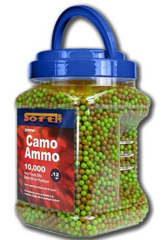 Crosman Camo Ammo 6mm plastic airsoft BBs, 0.12g, 10000 rds, green and tan
