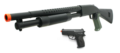 CYMA Shotgun and Pistol Black Airsoft Package