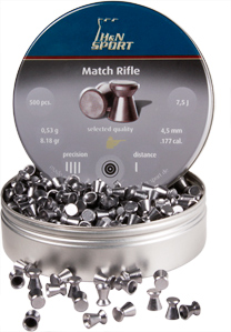 H&N Match Rifle, .177 Cal, 4.48mm, 8.18 Grains, Wadcutter, 500ct
