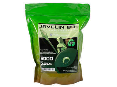 Javelin Airsoft Works 6mm Biodegradable Airsoft BBs, 0.20g, 5,000 Rds
