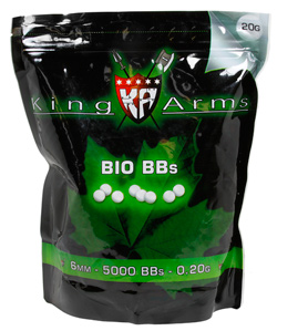 King Arms 6mm Biodegradable airsoft BBs, 0.20g, 5000 rds, Green