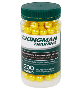 Kingman Training 11mm Premium Paintballs, 200 rds, yellow
