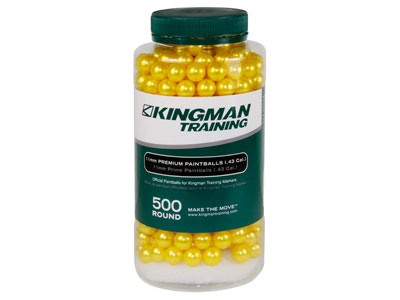 Kingman Training 11mm Premium Paintballs, 500 Rds, Yellow
