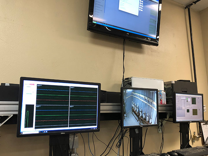 Monitors showing MAE test data during SBA test