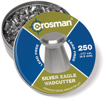 Crosman Silver Eagle Pellets .177 Cal, 5.2 Grains, Wadcutter, Lead-Free, 250ct

