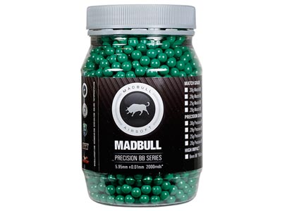 Mad Bull Snipe Grade 6mm plastic airsoft BBs, 0.36g, 2000 rds, green