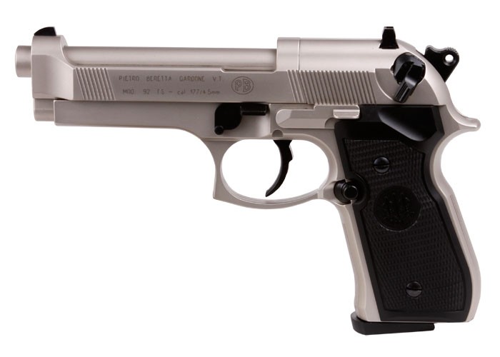 Beretta 92FS, Nickel, Black Grips