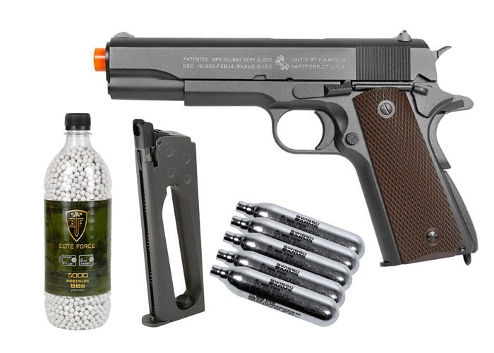 Colt 1911 CO2 Metal Blowback Airsoft Pistol, Kit