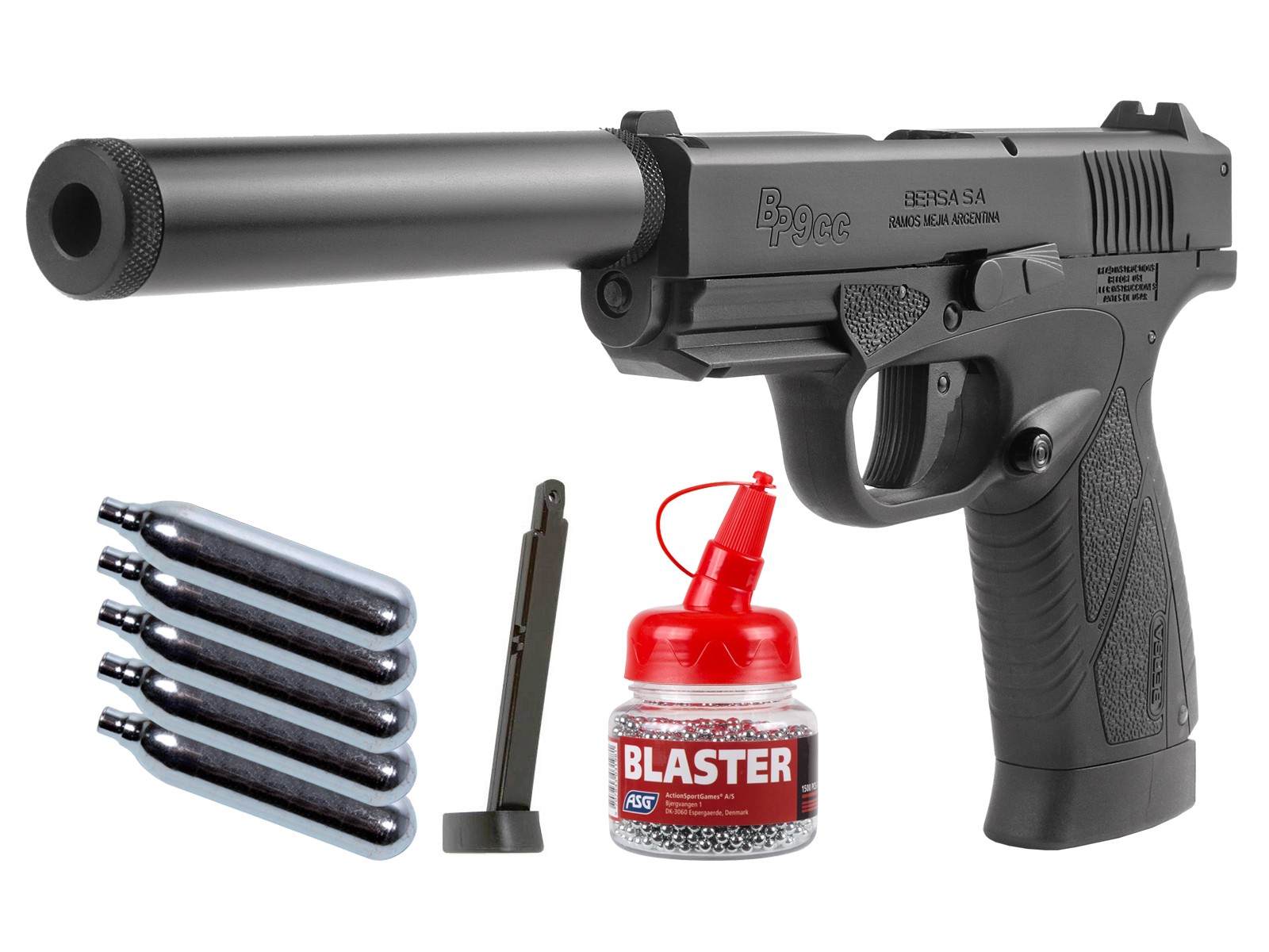 Bersa BP9CC CO2 Blowback BB Pistol Kit, Black 0.177
