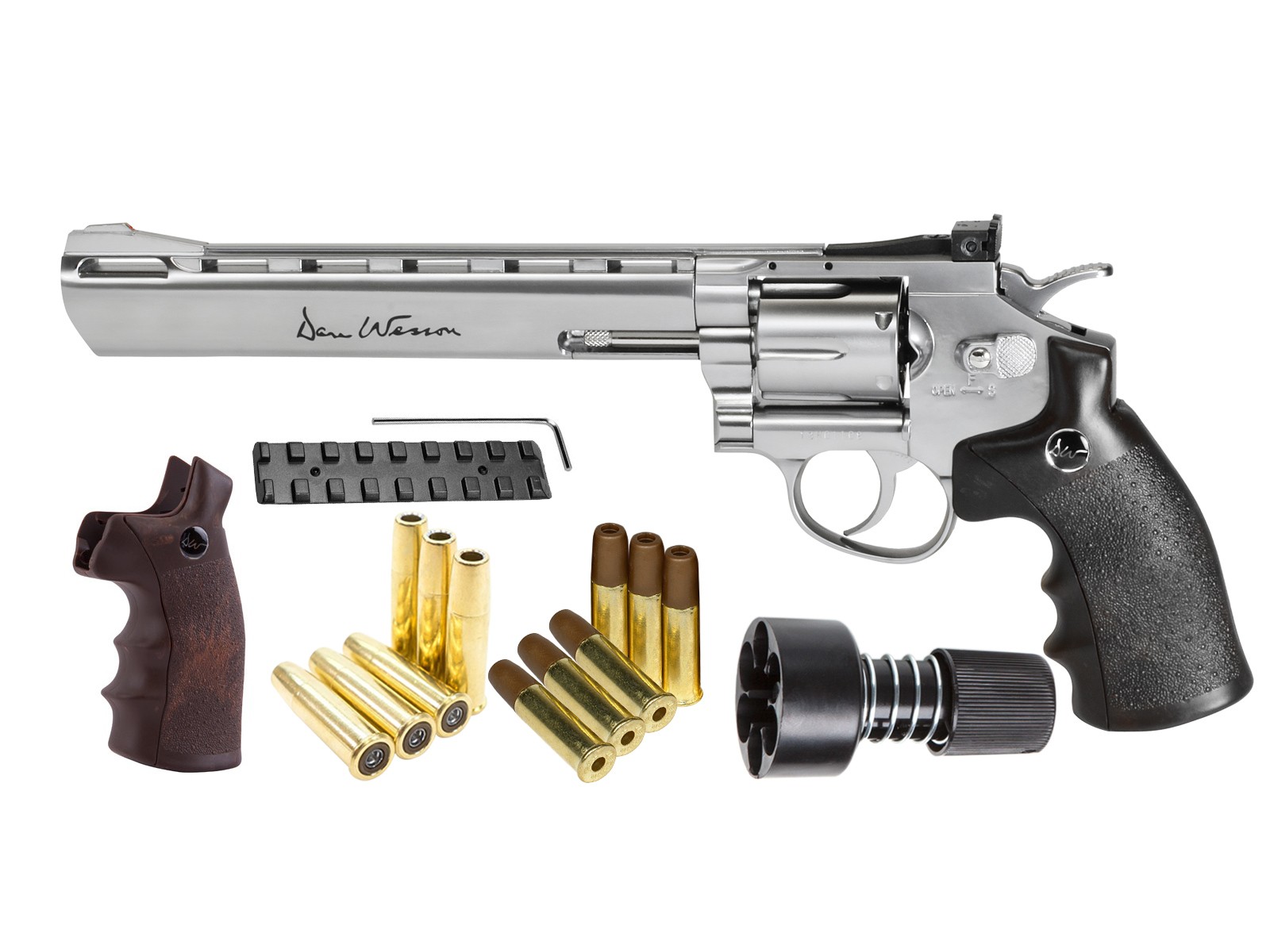 Dan Wesson 8" Dual Ammo, Dual Grip Revolver, Silver